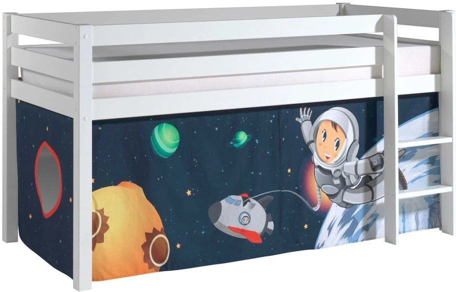 Lit Mezzanine 90x200 Cm Avec Tente Espace Pin Massif Blanc Pino 3 Lit Mezzanine 90x200 Cm Avec Tente Espace Pin Massif Blanc Pino