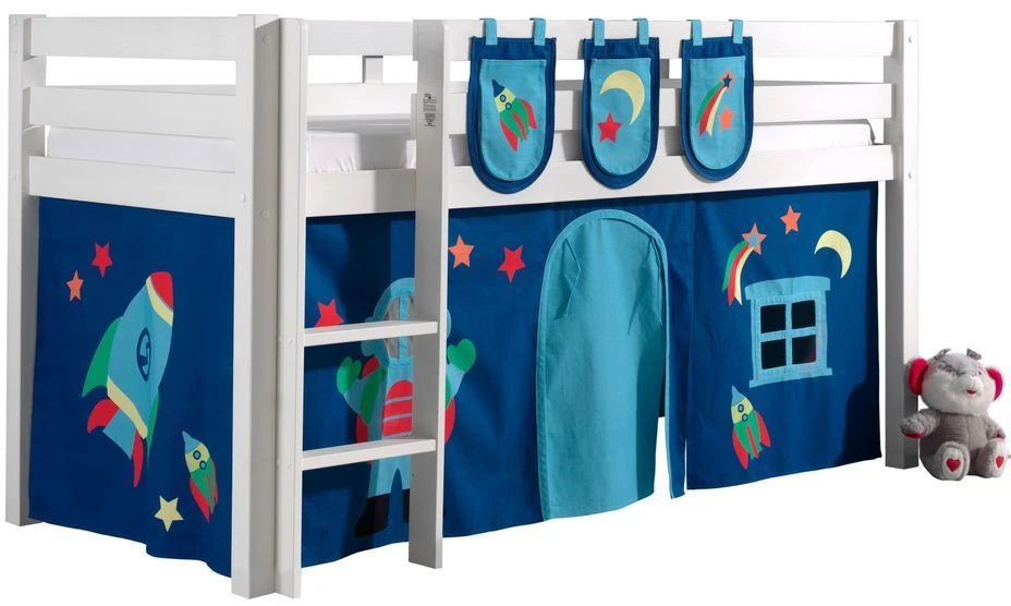 Lit Mezzanine 90x200 Cm Avec Tente Et 3 Pochettes Astra Pin Massif Blanc Pino 3 Lit Mezzanine 90x200 Cm Avec Tente Et 3 Pochettes Astra Pin Massif Blanc Pino