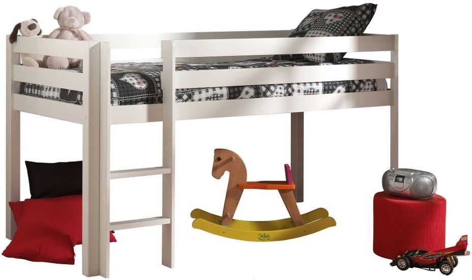 Lit Mezzanine 90x200 Cm Avec Tente Et 3 Pochettes Astra Pin Massif Blanc Pino 4 Lit Mezzanine 90x200 Cm Avec Tente Et 3 Pochettes Astra Pin Massif Blanc Pino – Image 2