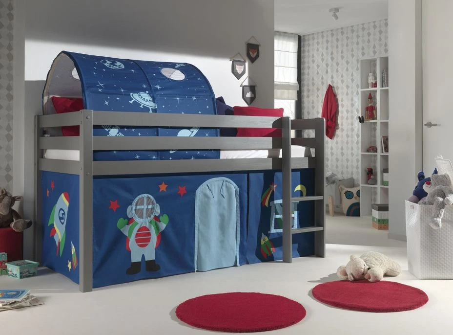 Lit Mezzanine 90x200 Cm Avec Tente Et Tunnel Astra Pin Massif Gris Pino 5 Lit Mezzanine 90x200 Cm Avec Tente Et Tunnel Astra Pin Massif Gris Pino – Image 3