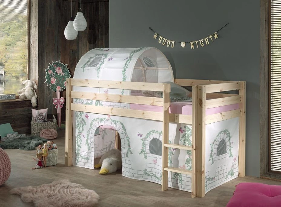 Lit Mezzanine 90x200 Cm Avec Tente Et Tunnel Contra Pin Massif Clair Pino 5 Lit Mezzanine 90x200 Cm Avec Tente Et Tunnel Contra Pin Massif Clair Pino – Image 3