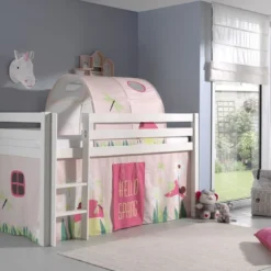 Lit Mezzanine 90x200 Cm Avec Tente Et Tunnel Printemps Pin Massif Blanc Pino -Repose Lit Soldes Boutique lit mezzanine 90x200 cm avec tente et tunnel printemps pin massif blanc pino 5420070227605 696504