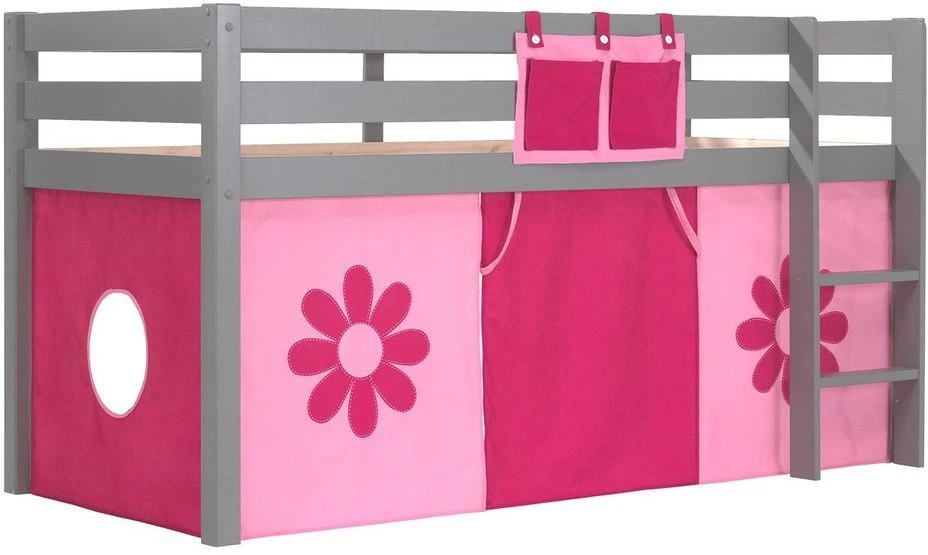 Lit Mezzanine 90x200 Cm Avec Tente Fleur Pin Massif Gris Pino 3 Lit Mezzanine 90x200 Cm Avec Tente Fleur Pin Massif Gris Pino
