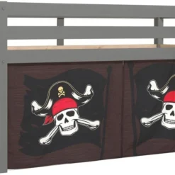 Lit Mezzanine 90x200 Cm Avec Tente Pirate Marron Pin Massif Gris Pino
