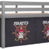 Lit Mezzanine 90x200 Cm Avec Tente Pirate Noir Pin Massif Gris Pino -Repose Lit Soldes Boutique lit mezzanine 90x200 cm avec tente pirate noir pin massif gris pino 5420070234481 696874