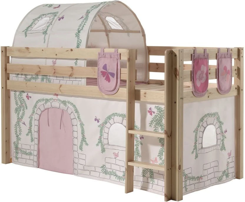 Lit Mezzanine 90x200 Cm Avec Tente Tunnel Et 3 Pochettes Contra Pin Massif Clair Pino 3 Lit Mezzanine 90x200 Cm Avec Tente Tunnel Et 3 Pochettes Contra Pin Massif Clair Pino