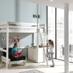 Lit Mezzanine 90x200 Cm Pin Massif Blanc Pino -Repose Lit Soldes Boutique lit mezzanine 90x200 cm pin massif blanc pino 5420070226646 200726