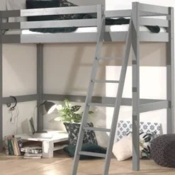 Lit Mezzanine 90x200 Cm Pin Massif Gris Pino -Repose Lit Soldes Boutique lit mezzanine 90x200 cm pin massif gris pino 5420070234283 693059