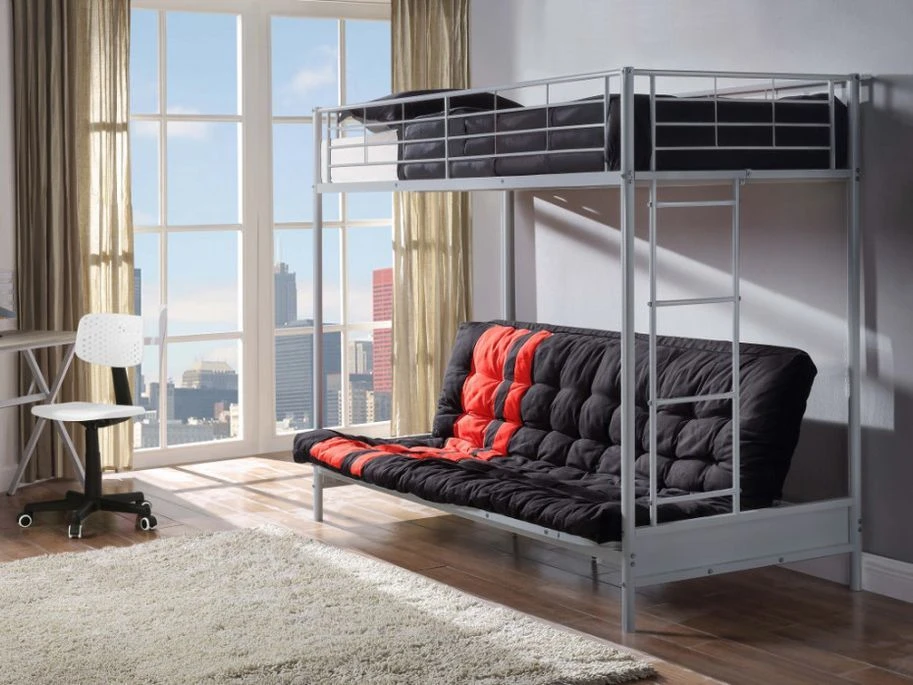 Lit Mezzanine Avec Banquette Métal Argent 90x190 Ou 140x190 Cm Mezzaclic 6 Lit Mezzanine Avec Banquette Métal Argent 90x190 Ou 140x190 Cm Mezzaclic – Image 4