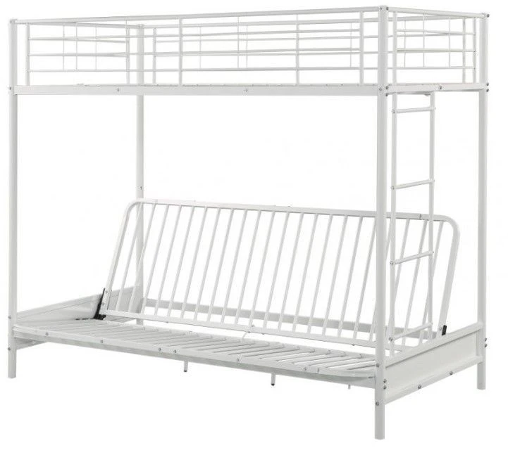 Lit Mezzanine Avec Banquette Métal Blanc 90x190 Ou 140x190 Cm Mezzaclic 4 Lit Mezzanine Avec Banquette Métal Blanc 90x190 Ou 140x190 Cm Mezzaclic – Image 2