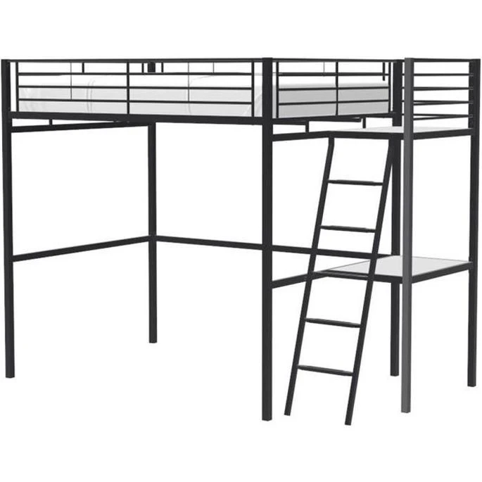 Lit Mezzanine Avec Bureau En Métal époxy - Noir - Sommier Inclus - 140x190 Cm - OXFORD 3 Lit Mezzanine Avec Bureau En Métal époxy - Noir - Sommier Inclus - 140x190 Cm - OXFORD
