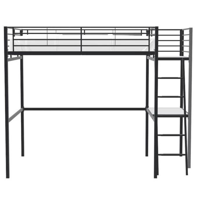 Lit Mezzanine Avec Bureau En Métal époxy - Noir - Sommier Inclus - 140x190 Cm - OXFORD 4 Lit Mezzanine Avec Bureau En Métal époxy - Noir - Sommier Inclus - 140x190 Cm - OXFORD – Image 2