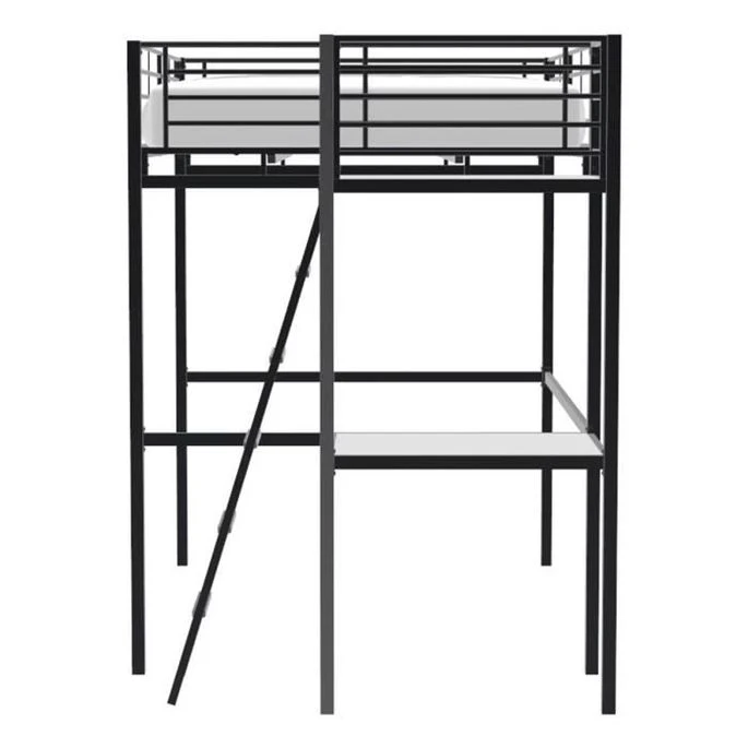 Lit Mezzanine Avec Bureau En Métal époxy - Noir - Sommier Inclus - 140x190 Cm - OXFORD 5 Lit Mezzanine Avec Bureau En Métal époxy - Noir - Sommier Inclus - 140x190 Cm - OXFORD – Image 3