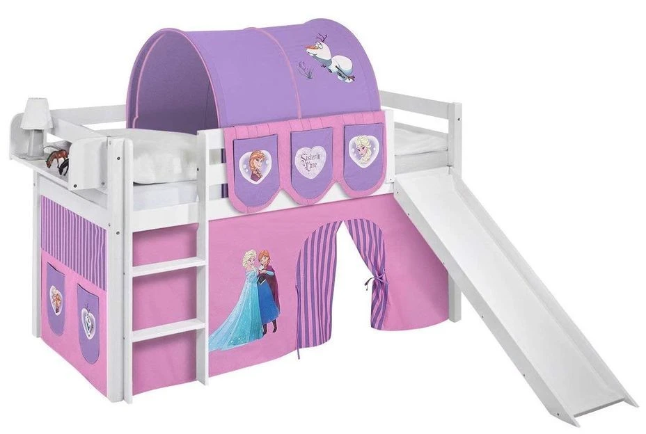 Lit Mezzanine Blanc Avec Toboggan Et Rideau Rose Clair Disney Reine Des Neiges 90x190 Cm 3 Lit Mezzanine Blanc Avec Toboggan Et Rideau Rose Clair Disney Reine Des Neiges 90x190 Cm