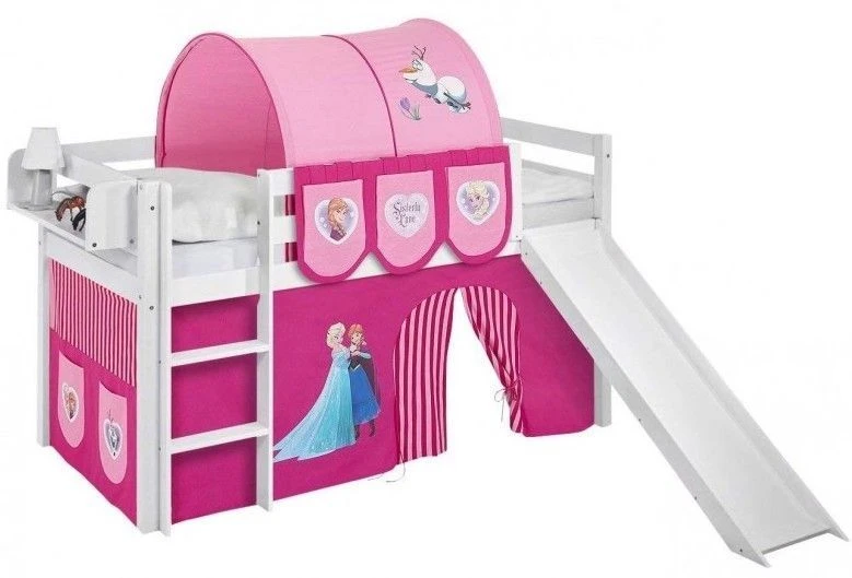Lit Mezzanine Blanc Avec Toboggan Et Rideau Rose Disney Reine Des Neiges 90x190 Cm 3 Lit Mezzanine Blanc Avec Toboggan Et Rideau Rose Disney Reine Des Neiges 90x190 Cm