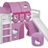 Lit Mezzanine Blanc Avec Toboggan Et Rideau Rose Hello Kitty 90x190 Cm -Repose Lit Soldes Boutique lit mezzanine blanc avec toboggan et rideau rose hello kitty 90x190 cm 220474