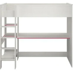 Lit Mezzanine Bois Blanc Suzy 90x200 Cm