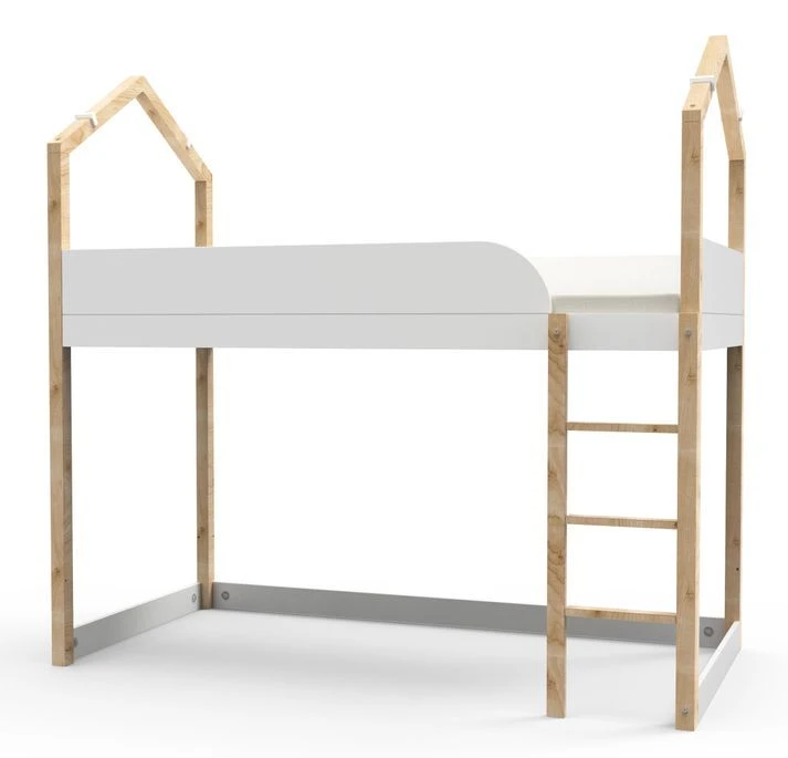 Lit Mezzanine Bois Massif Clair Et Blanc Casa 90x190 Cm 3 Lit Mezzanine Bois Massif Clair Et Blanc Casa 90x190 Cm