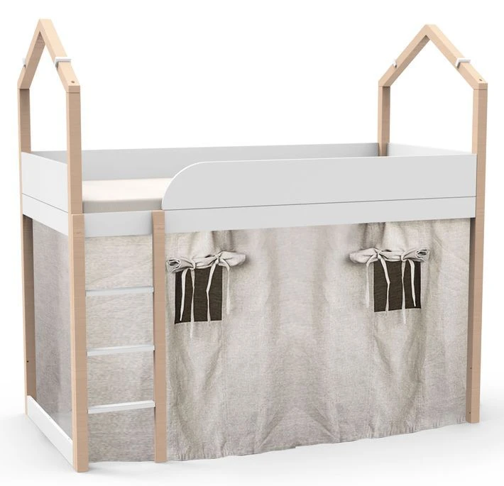 Lit Mezzanine Bois Massif Clair Et Blanc Casa 90x190 Cm 4 Lit Mezzanine Bois Massif Clair Et Blanc Casa 90x190 Cm – Image 2