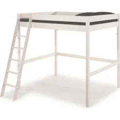 Lit Mezzanine - Bois Pin Massif - Blanc - Sommier Inclus - 140 X 200 Cm - FAUST