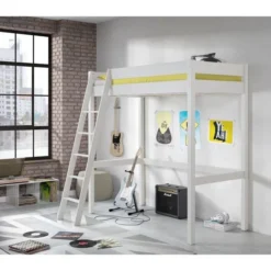 Lit Mezzanine - Bois Pin Massif - Blanc - Sommier Inclus - 90 X 190 Cm - FAUST -Repose Lit Soldes Boutique lit mezzanine bois pin massif blanc sommier inclus 90 x 190 cm faust 3770017653243 752769