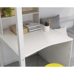 Lit Mezzanine Combiné - Bois Massif - Blanc - Sommier Inclus - 90x 200 Cm -Repose Lit Soldes Boutique lit mezzanine combine bois massif blanc sommier inclus 90x 200 cm 5706459140230 752775