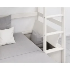 Lit Mezzanine Combiné - Bois Massif - Blanc - Sommier Inclus - 90x 200 Cm -Repose Lit Soldes Boutique lit mezzanine combine bois massif blanc sommier inclus 90x 200 cm 5706459140230 752777