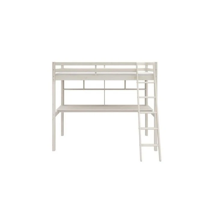 Lit Mezzanine Combiné Enfant - 90 X 190 Cm - Pin Massif Blanchi - Sommier Inclus - KAIJA 5 Lit Mezzanine Combiné Enfant - 90 X 190 Cm - Pin Massif Blanchi - Sommier Inclus - KAIJA – Image 3