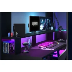 Lit Mezzanine Combiné Enfant LED Gamer ONLINE - 90 X 200 Cm - Noir Mat - Sommier Inclus - PARISOT -Repose Lit Soldes Boutique lit mezzanine combine enfant led gamer online 90 x 200 cm noir mat sommier inclus parisot 3480940295457 1246491
