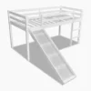 Lit Mezzanine D'enfants Avec Toboggan Et échelle Bois Blanc