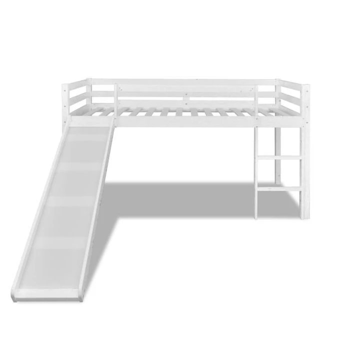 Lit Mezzanine D'enfants Avec Toboggan Et échelle Bois Blanc 4 Lit Mezzanine D'enfants Avec Toboggan Et échelle Bois Blanc – Image 2