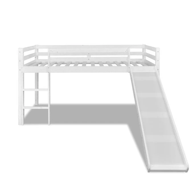 Lit Mezzanine D'enfants Avec Toboggan Et échelle Bois Blanc 5 Lit Mezzanine D'enfants Avec Toboggan Et échelle Bois Blanc – Image 3