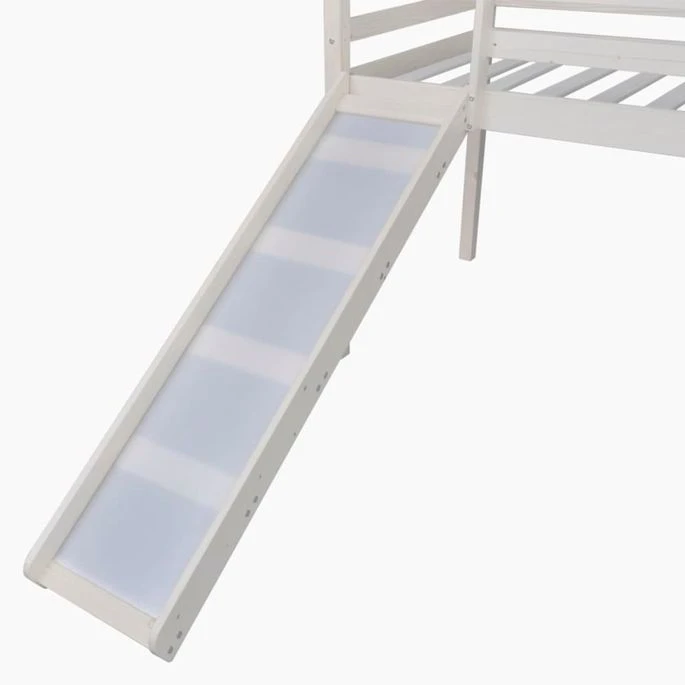 Lit Mezzanine D'enfants Avec Toboggan Et échelle Bois Blanc 6 Lit Mezzanine D'enfants Avec Toboggan Et échelle Bois Blanc – Image 4