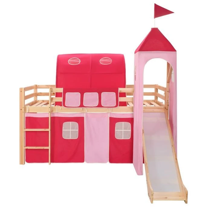 Lit Mezzanine D'enfants Avec Toboggan Et échelle Pin 208x230 Cm 4 Lit Mezzanine D'enfants Avec Toboggan Et échelle Pin 208x230 Cm – Image 2