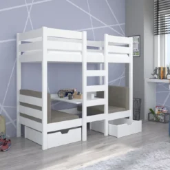 Lit Mezzanine Et Superposé 2 Couchages Avec 2 Tiroirs De Rangement Blanc 90x200 Cm Sulutia -Repose Lit Soldes Boutique lit mezzanine et superpose 2 couchages avec 2 tiroirs de rangement blanc 90x200 cm sulutia 3666722954044 1508423