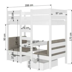 Lit Mezzanine Et Superposé 2 Couchages Avec 2 Tiroirs De Rangement Blanc Et Gris Graphite 90x200 Cm Sulutia -Repose Lit Soldes Boutique lit mezzanine et superpose 2 couchages avec 2 tiroirs de rangement blanc et gris graphite 90x200 cm sulutia 3666722954013 1508431