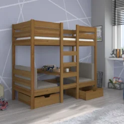 Lit Mezzanine Et Superposé 2 Couchages Avec 2 Tiroirs De Rangement Bois Clair Oak 90x200 Cm Sulutia -Repose Lit Soldes Boutique lit mezzanine et superpose 2 couchages avec 2 tiroirs de rangement bois clair oak 90x200 cm sulutia 3666722953979 1508466