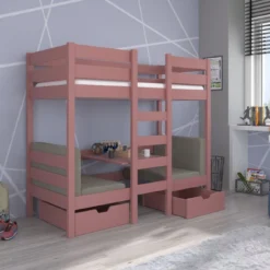 Lit Mezzanine Et Superposé 2 Couchages Avec 2 Tiroirs De Rangement Rose 90x200 Cm Sulutia -Repose Lit Soldes Boutique lit mezzanine et superpose 2 couchages avec 2 tiroirs de rangement rose 90x200 cm sulutia 3666722953993 1508441
