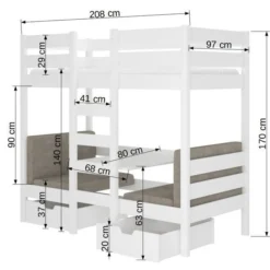 Lit Mezzanine Et Superposé 2 Couchages Avec 2 Tiroirs De Rangement Rose 90x200 Cm Sulutia -Repose Lit Soldes Boutique lit mezzanine et superpose 2 couchages avec 2 tiroirs de rangement rose 90x200 cm sulutia 3666722953993 1508443