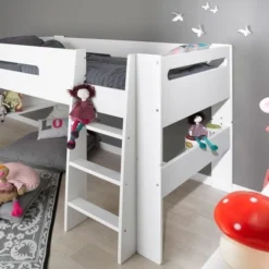 Lit Mezzanine Mi-hauteur 90x190 Cm Bois Blanc London 6 Lit Mezzanine Mi-hauteur 90x190 Cm Bois Blanc London -Repose Lit Soldes Boutique lit mezzanine mi hauteur 90x190 cm bois blanc london 3700429609750 655282