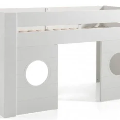 Lit Mezzanine Mi Hauteur 90x200 Cm Laqué Blanc Freya