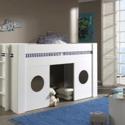 Lit Mezzanine Mi Hauteur 90x200 Cm Laqué Blanc Freya -Repose Lit Soldes Boutique lit mezzanine mi hauteur 90x200 cm laque blanc freya 5420070231695 594806