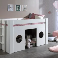 Lit Mezzanine Mi Hauteur 90x200 Cm Laqué Blanc Freya -Repose Lit Soldes Boutique lit mezzanine mi hauteur 90x200 cm laque blanc freya 5420070231695 594807