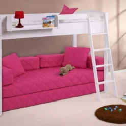 Lit Mezzanine Pin Massif Blanc Laqué Alix 150 Cm -Repose Lit Soldes Boutique lit mezzanine pin massif blanc laque alix 150 cm 4260304311127 75336