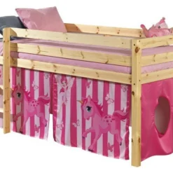 Repose Lit Soldes Boutique 10 Lit Mezzanine Pin Massif Clair Et Tente Licorne Pino 90x200 Cm