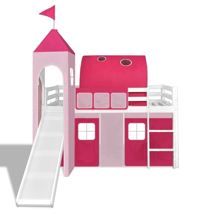Lit Mezzanine Pour Enfants Avec Toboggan Et échelle Bois Rose 5 Lit Mezzanine Pour Enfants Avec Toboggan Et échelle Bois Rose – Image 3