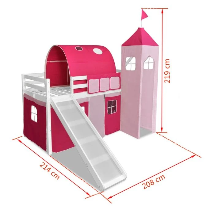 Lit Mezzanine Pour Enfants Avec Toboggan Et échelle Bois Rose 13 Lit Mezzanine Pour Enfants Avec Toboggan Et échelle Bois Rose – Image 11