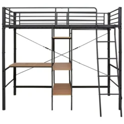 Lit Mezzanine Rmétal Noir Avec Bureau Bois Naturel Kozty 90x200 Cm -Repose Lit Soldes Boutique lit mezzanine rmetal noir avec bureau bois naturel kozty 90x200 cm 3666722549905 404772