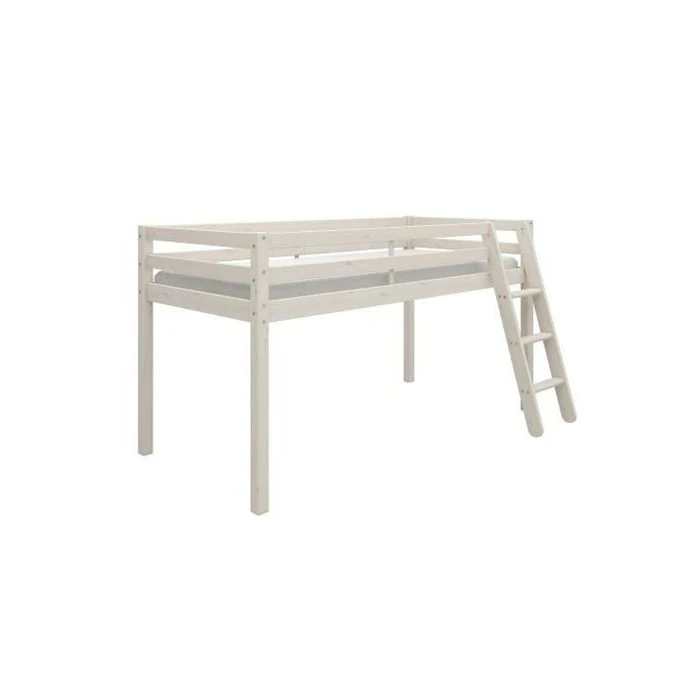 Lit Mi-hauteur Enfant - 90 X 190 Cm - Pin Massif Blanchi - Sommier Inclus - Andrus 7 Lit Mi-hauteur Enfant - 90 X 190 Cm - Pin Massif Blanchi - Sommier Inclus - Andrus – Image 5