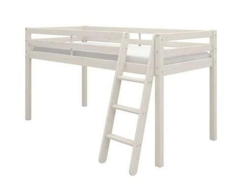 Lit Mi-hauteur Enfant - 90 X 190 Cm - Pin Massif Blanchi - Sommier Inclus - Andrus 3 Lit Mi-hauteur Enfant - 90 X 190 Cm - Pin Massif Blanchi - Sommier Inclus - Andrus